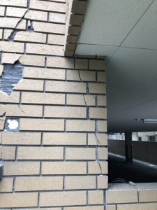 マンション二棟地震